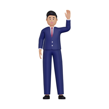 Businessman waving hand  3D Icon