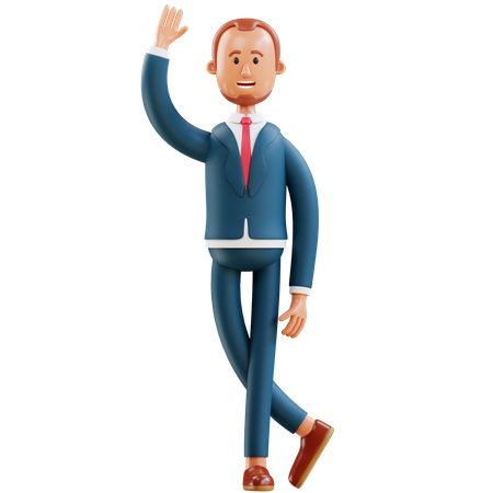 Businessman waving hand  3D Icon