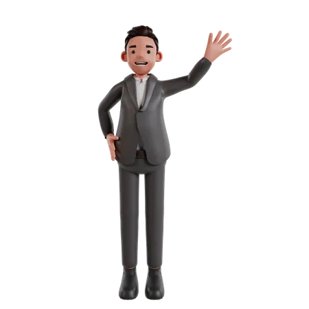 Businessman Waving Hand  3D Illustration