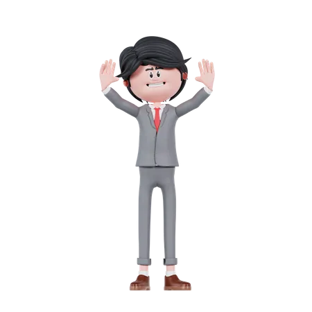 Businessman Waving Hand  3D Illustration