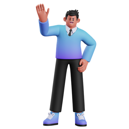 Businessman Waving Hand  3D Illustration