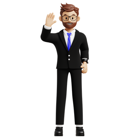 Businessman Waving Hand  3D Illustration