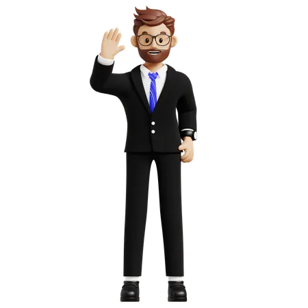 Businessman Waving Hand  3D Illustration