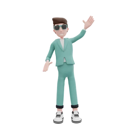Businessman waving hand 3D Illustration