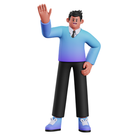 Businessman Waving Hand 3D Illustration