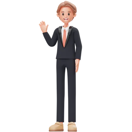 Businessman Waving Hand  3D Icon