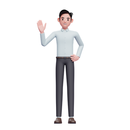 Businessman waving hand saying Hi  3D Icon