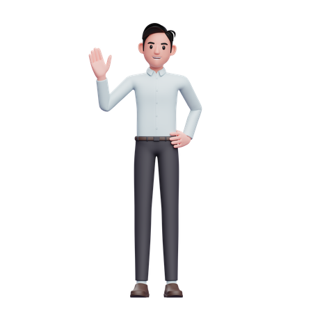 Businessman waving hand saying Hi  3D Illustration