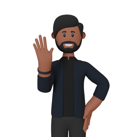 Businessman waving his hand  3D Icon