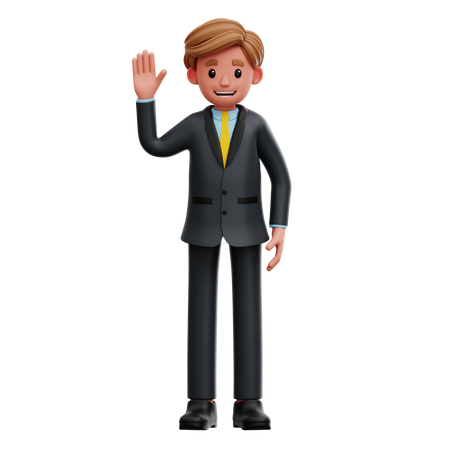 Businessman Waving His Hand  3D Illustration