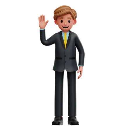 Businessman Waving His Hand  3D Illustration