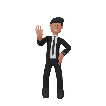 Businessman waving his hand  3D Illustration