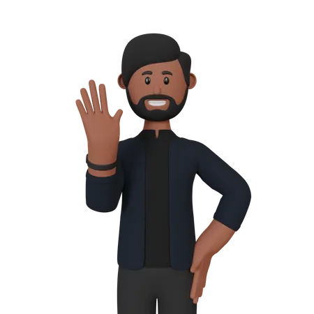 Businessman waving his hand  3D Illustration