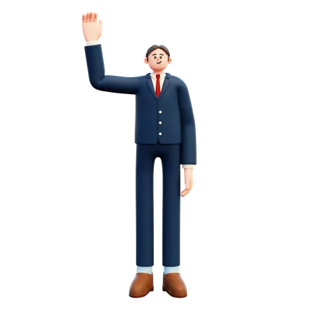 Businessman Waving His Hand  3D Illustration