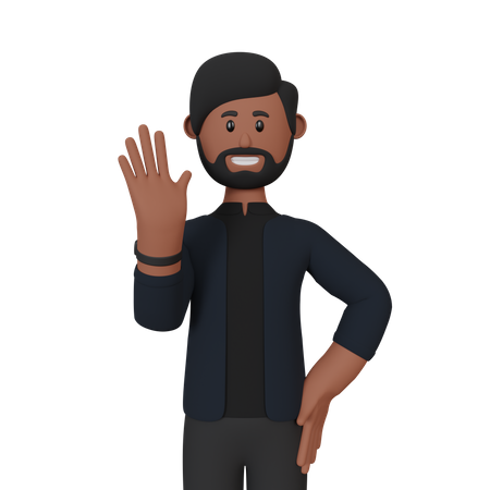 Businessman waving his hand  3D Illustration