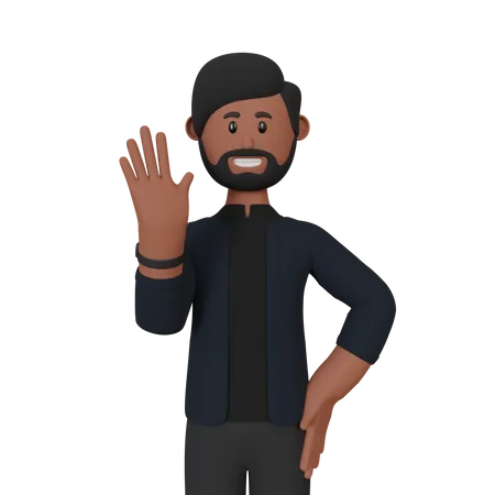Businessman waving his hand 3D Illustration