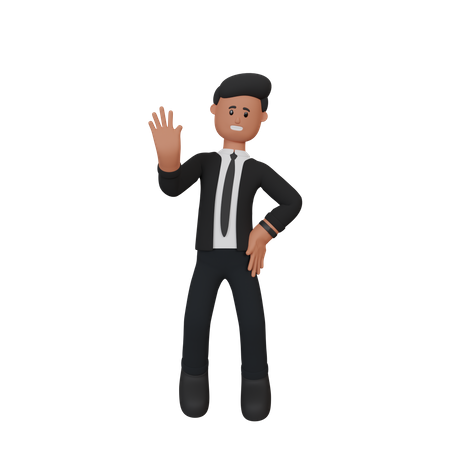 Businessman waving his hand 3D Illustration