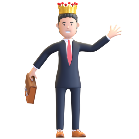 Businessman wearing crown  3D Icon
