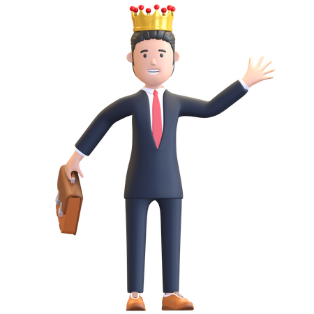Businessman wearing crown 3D Illustration