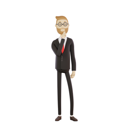 Businessman wearing glasses listens attentively  3D Illustration