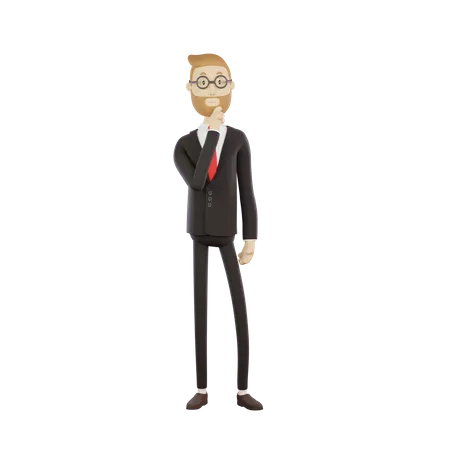 Businessman wearing glasses listens attentively  3D Illustration