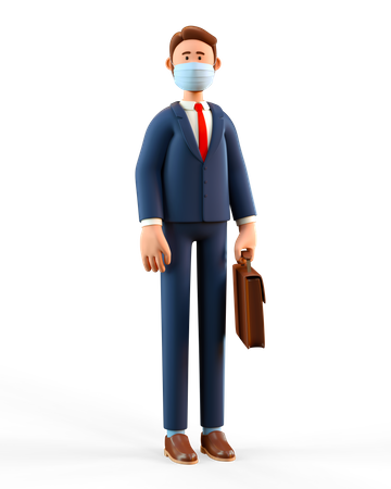 Businessman wearing medical mask  3D Icon