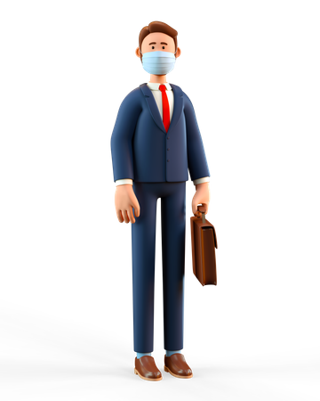 Businessman wearing medical mask  3D Illustration