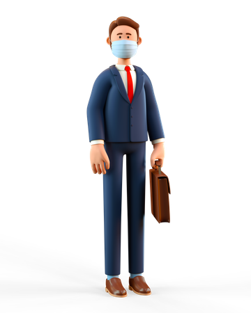 Businessman wearing medical mask 3D Illustration