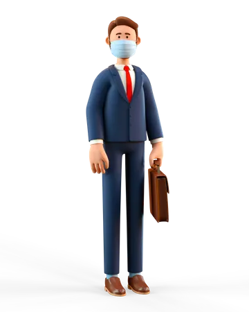 Businessman wearing medical mask  3D Illustration
