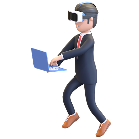 Businessman wearing virtual reality headset  3D Illustration