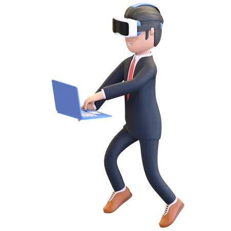 Businessman wearing virtual reality headset  3D Illustration