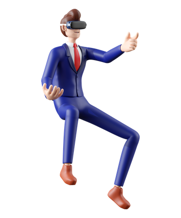 Businessman wearing vr goggle  3D Illustration