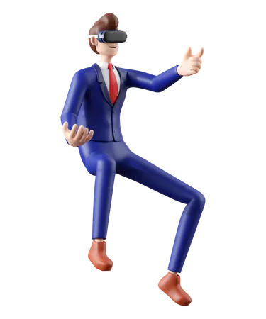 Businessman wearing vr goggle  3D Illustration