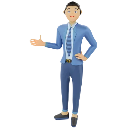 Businessman welcome pose  3D Illustration