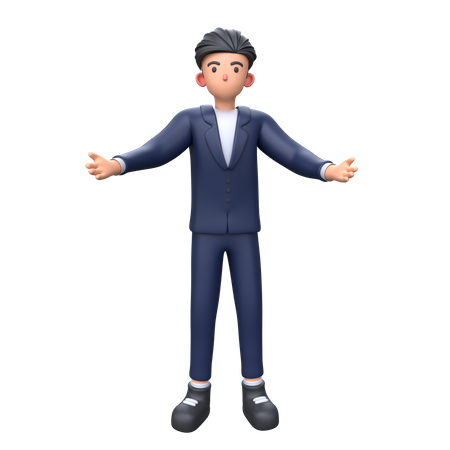 Businessman welcoming with open arms  3D Illustration