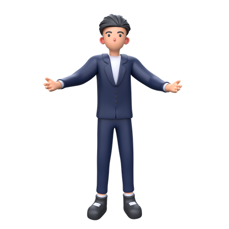 Businessman welcoming with open arms 3D Illustration