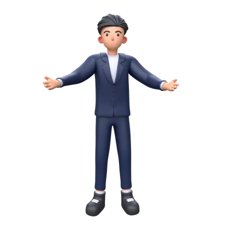 Businessman welcoming with open arms 3D Illustration