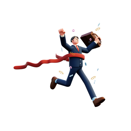 Businessman Winning Competition  3D Icon