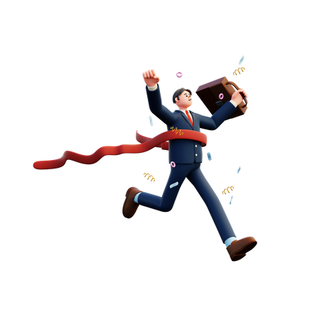 Businessman Winning Competition  3D Illustration