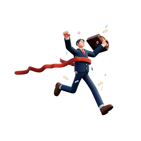 Businessman Winning Competition  3D Illustration