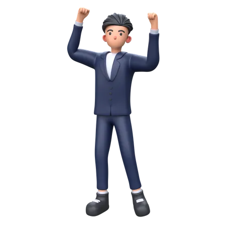 Businessman winning pose  3D Illustration