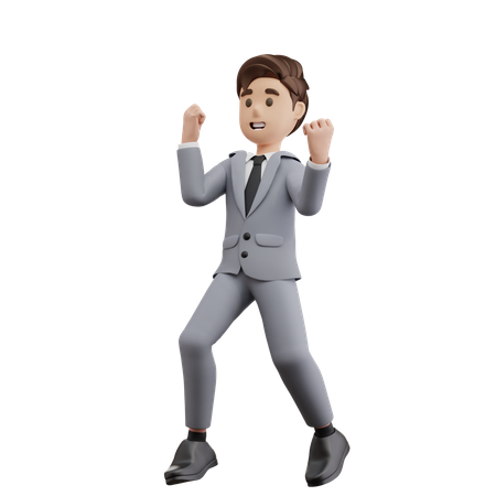 Businessman Winning Pose  3D Illustration