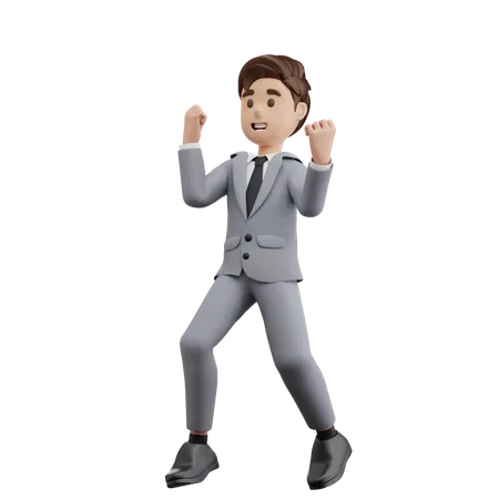 Businessman Winning Pose  3D Illustration