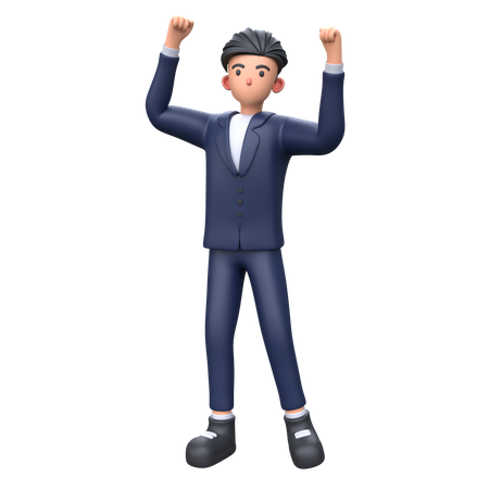 Businessman winning pose  3D Illustration
