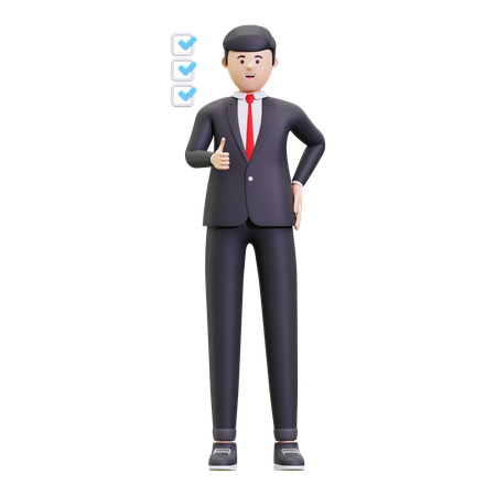 Businessman With A Check Mark  3D Illustration