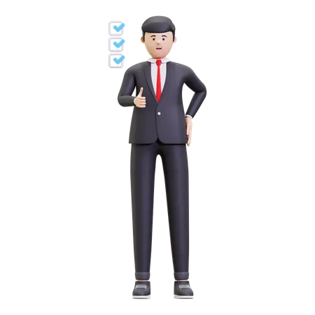 Businessman With A Check Mark  3D Illustration