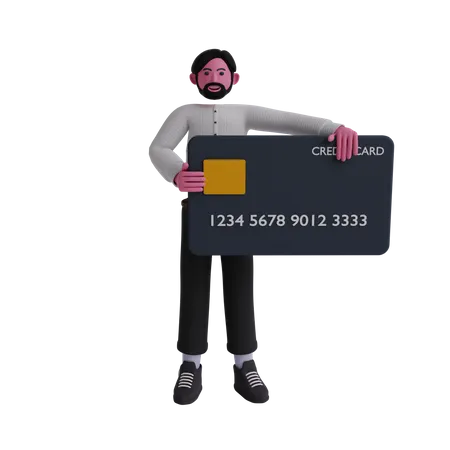 3 D Illustration Of Businessman With A Credit Card 3D Illustration