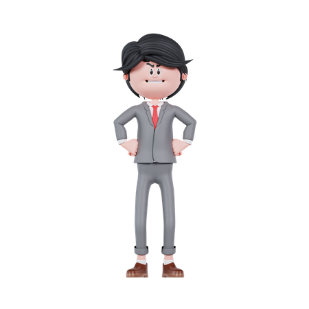 Businessman With Angry Pose  3D Icon