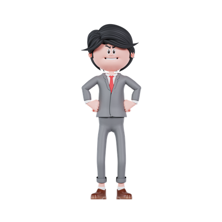 Businessman With Angry Pose  3D Illustration