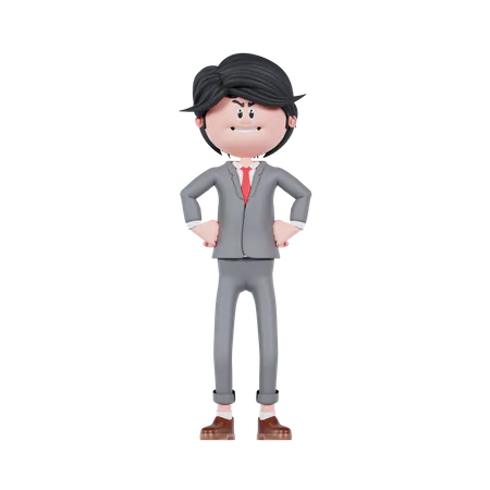 Businessman With Angry Pose  3D Illustration